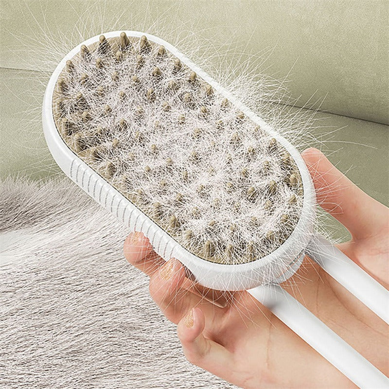 3-in-1 Electric Pet Steam Brush – Grooming Comb with Spray Function for Cats & Dogs, Hair Removal & Massage Tool (Light Purple)