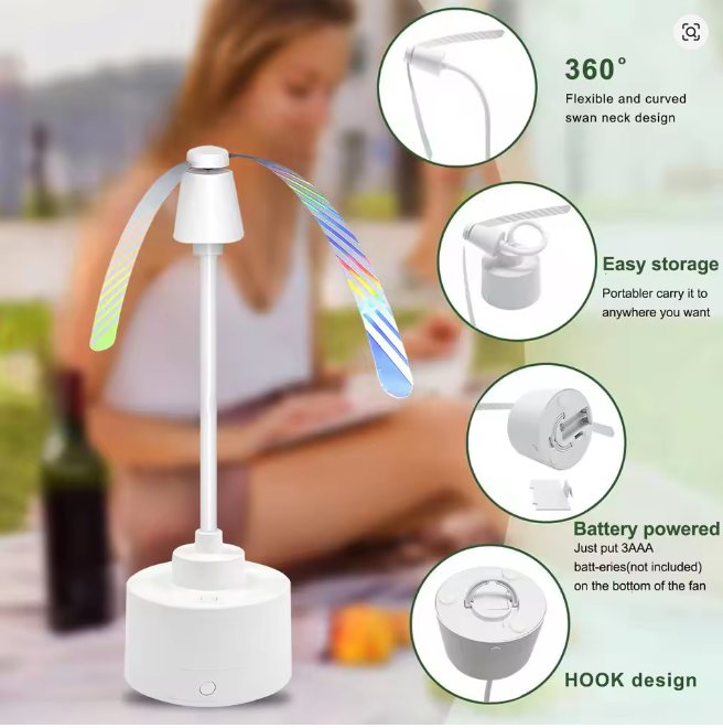 Portable Mosquito & Fly Repellent Fan – Ideal for Street Vending, Camping, and Picnics