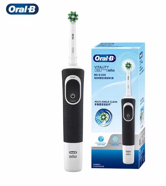 Oral-B D100 Electric Toothbrush, 2D Vitality Cleaning, Waterproof with Timer and Inductive Charger