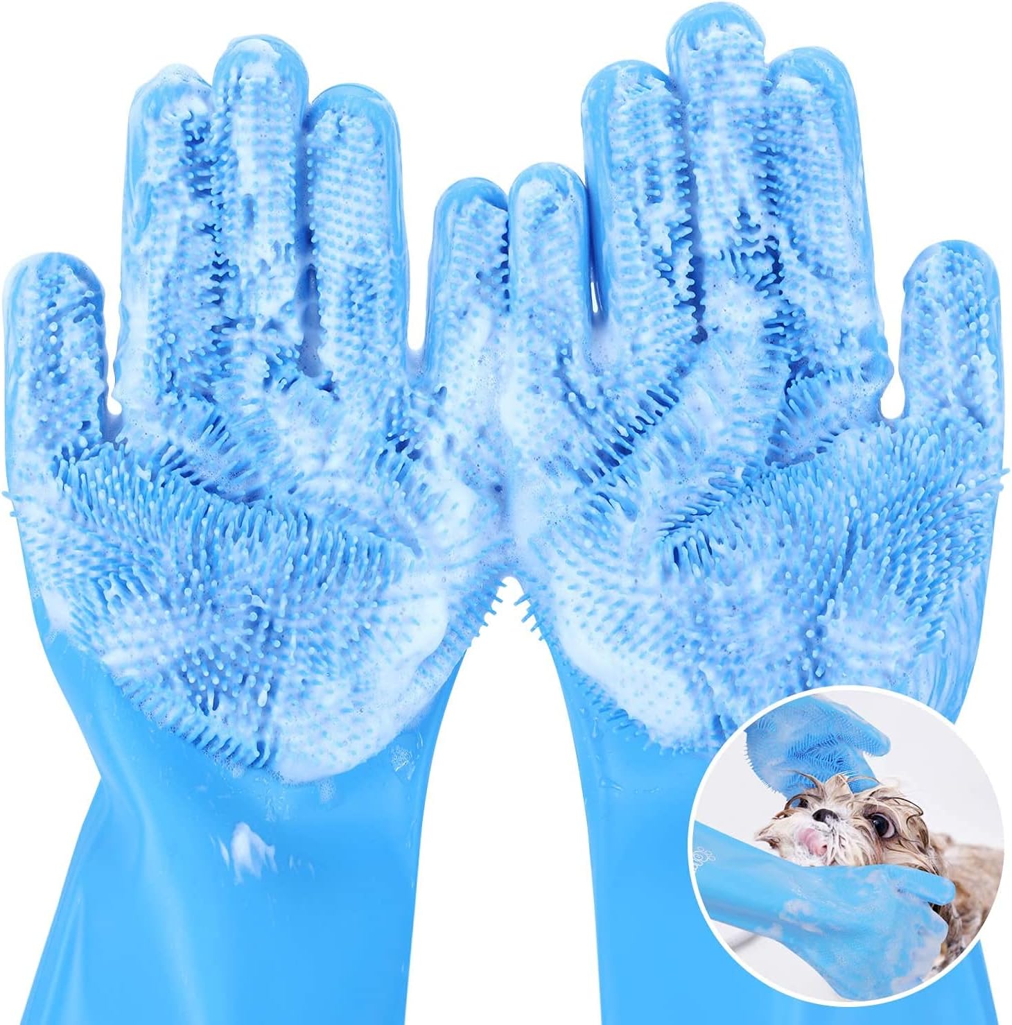 Pecute Silicone Dog Washing & Grooming Gloves – Heat-Resistant, Multifunctional Bath & Massage Gloves for Dogs and Cats