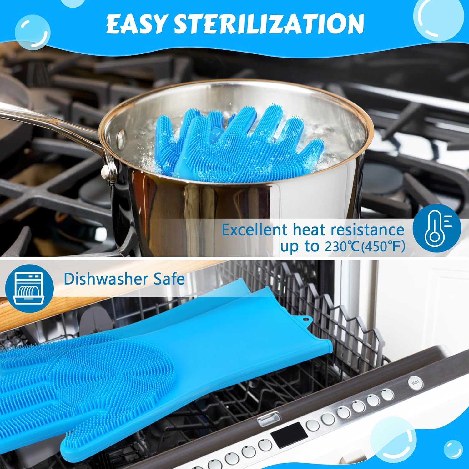 Pecute Silicone Dog Washing & Grooming Gloves – Heat-Resistant, Multifunctional Bath & Massage Gloves for Dogs and Cats