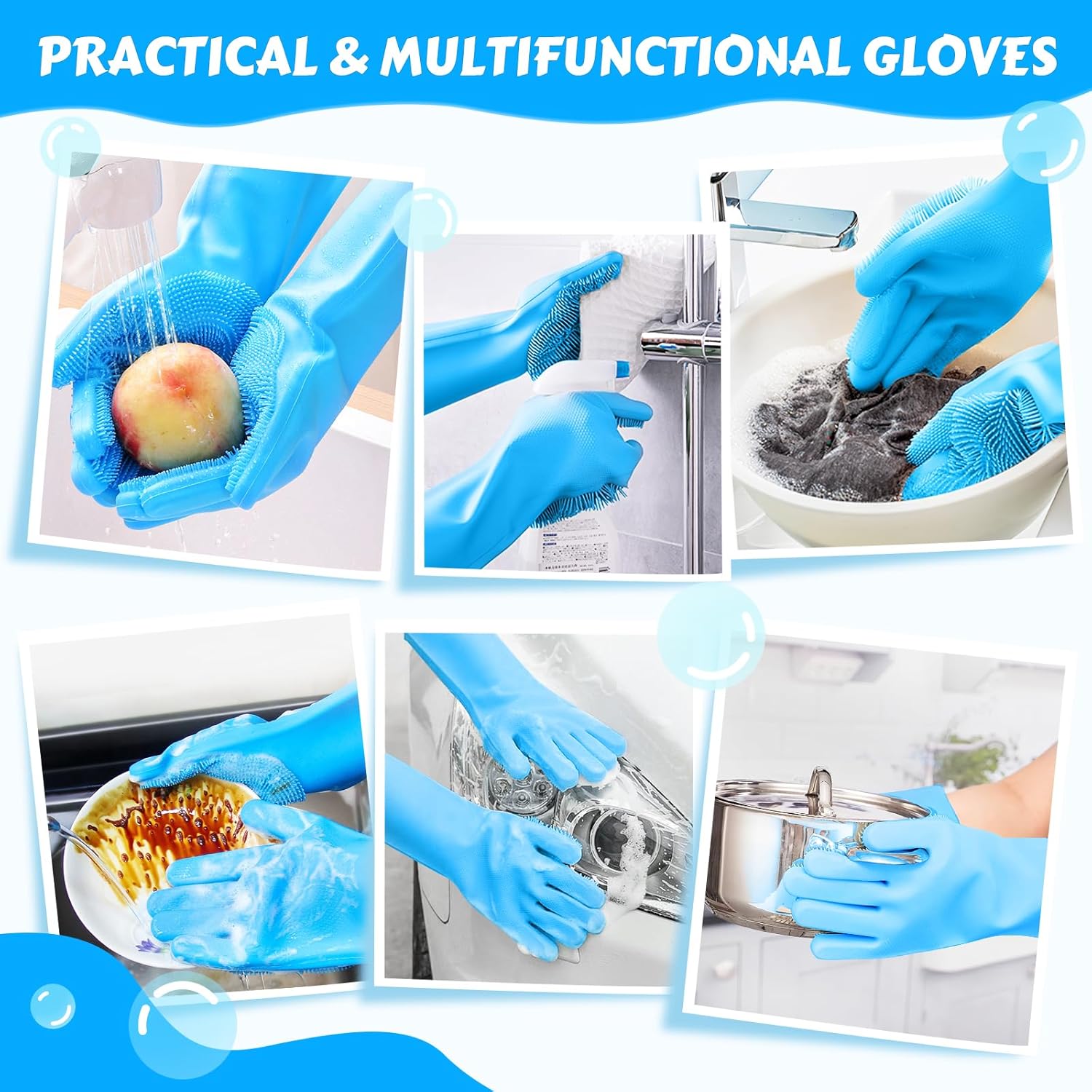 Pecute Silicone Dog Washing & Grooming Gloves – Heat-Resistant, Multifunctional Bath & Massage Gloves for Dogs and Cats