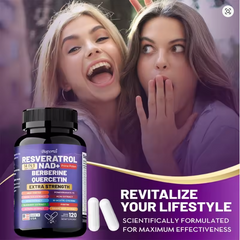 Resveratrol NAD+ Berberine & Quercetin – Anti-Aging, Antioxidant, Metabolism Support & Nerve Protection