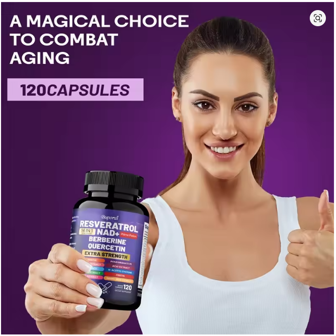 Resveratrol NAD+ Berberine & Quercetin – Anti-Aging, Antioxidant, Metabolism Support & Nerve Protection