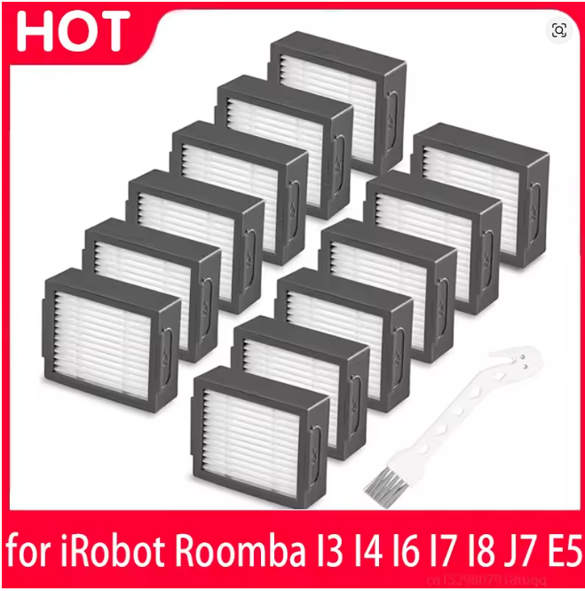 iRobot Roomba Replacement Parts Kit for I7/I7+, I3/I3+, I4/I4+, I6/I6+, I8/I8+, J7/J7+, E5/E6/E7 – Filter, Main Brush, Mop Cloth, Dust Bag, and Bracket