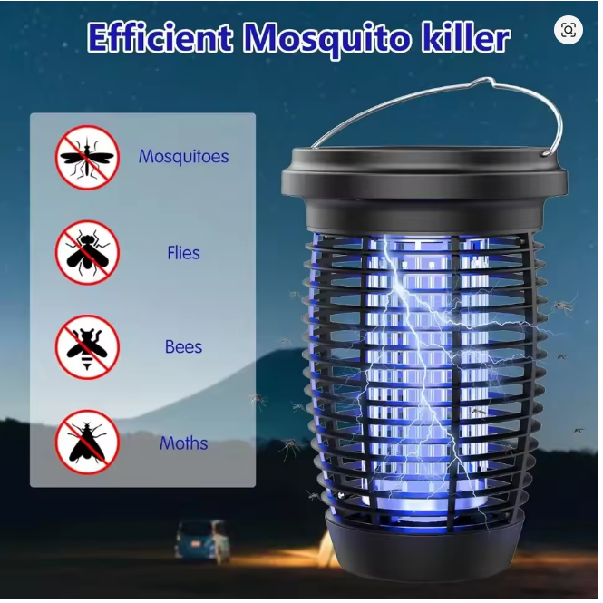 Solar Bug Zapper 2-in-1 – 4500V Indoor/Outdoor Mosquito Killer Lamp & Fly Trap, Solar Powered with Rechargeable Battery