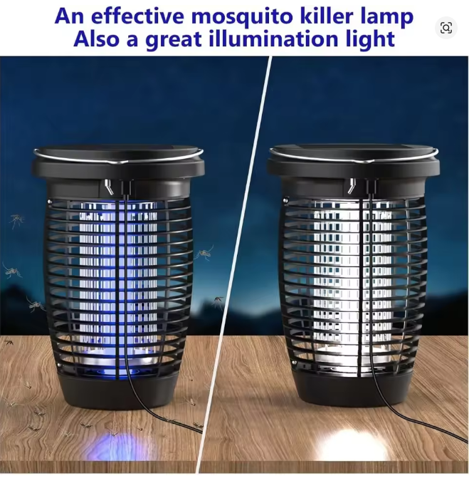 Solar Bug Zapper 2-in-1 – 4500V Indoor/Outdoor Mosquito Killer Lamp & Fly Trap, Solar Powered with Rechargeable Battery