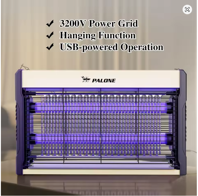 Electric Bug Zapper 3200V – Indoor Mosquito and Insect Killer with Hanging Chain & Removable Collection Tray