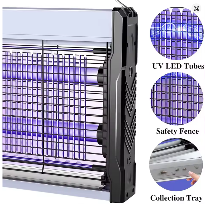 Electric Bug Zapper 3200V – Indoor Mosquito and Insect Killer with Hanging Chain & Removable Collection Tray