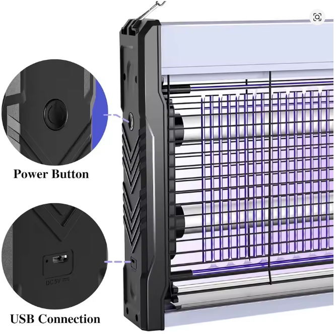 Electric Bug Zapper 3200V – Indoor Mosquito and Insect Killer with Hanging Chain & Removable Collection Tray